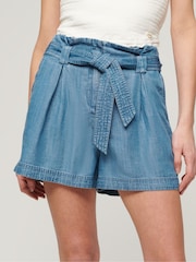 Superdry Blue Vintage Paperbag Shorts - Image 1 of 7