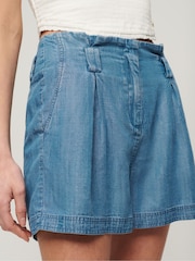 Superdry Blue Vintage Paperbag Shorts - Image 4 of 7