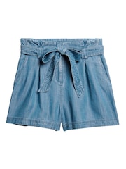 Superdry Blue Vintage Paperbag Shorts - Image 5 of 7