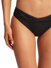 Seafolly Collective Mini Nylon Twist Band Hipster Black Bikini Bottoms - Image 4 of 4