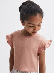 Reiss Multi Saskia 4-9 yrs Two Pack Ruffle Sleeve Cropped T-Shirts - Image 4 of 11