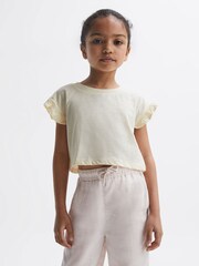 Reiss Multi Saskia 4-9 yrs Two Pack Ruffle Sleeve Cropped T-Shirts - Image 7 of 11
