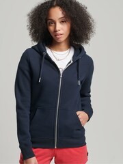 modra - Superdry s kapuco, zadrgo in izvezenim vintage logotipom  - Slika 1 iz 12