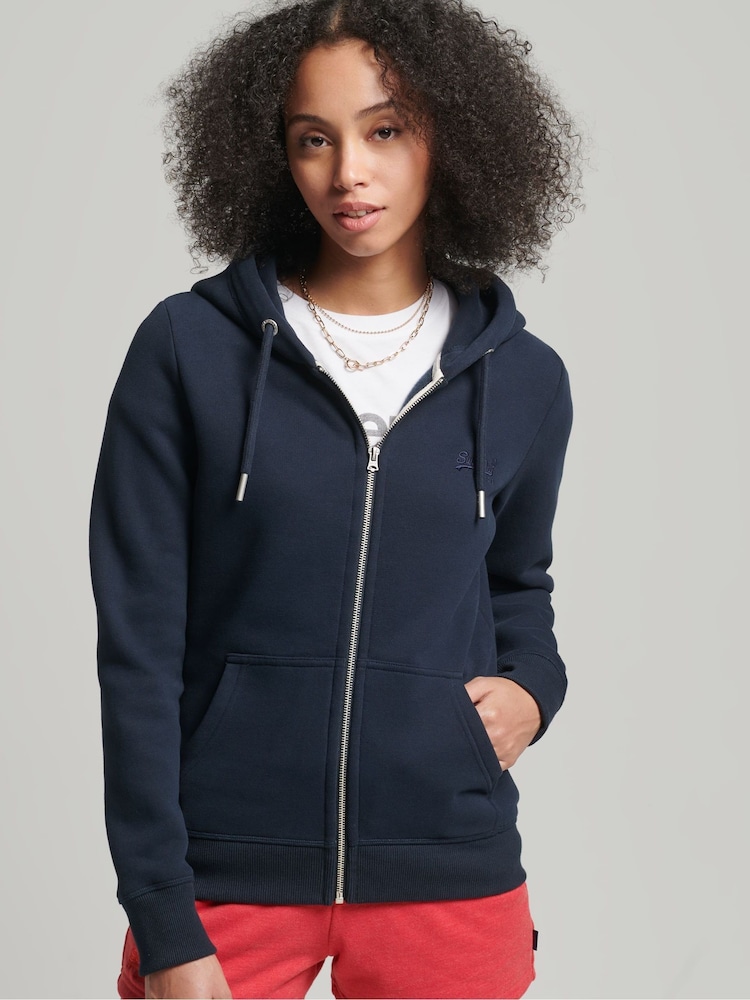 modra - Superdry s kapuco, zadrgo in izvezenim vintage logotipom  - Slika 1 iz 12