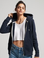 modra - Superdry s kapuco, zadrgo in izvezenim vintage logotipom  - Slika 6 iz 12