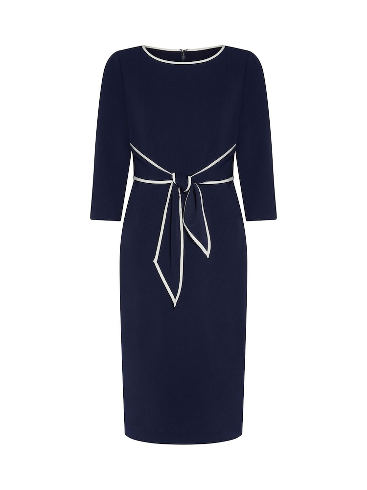 Adrianna Papell Blue Tipped Crepe Tie Dress - Image 5 of 5