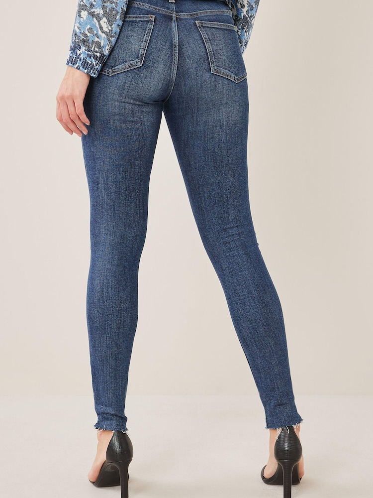 Dark Blue Ripped Skinny Jeans - Image 2 of 4 Dark Blue Ripped Skinny Jeans - Image 2 of 4