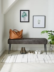 Monza Faux Leather Dark Grey Hamilton Quilted Dining Bench - Image 1 of 8