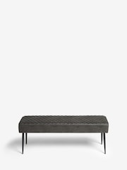Monza Faux Leather Dark Grey Hamilton Quilted Dining Bench - Image 3 of 8