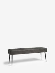 Monza Faux Leather Dark Grey Hamilton Quilted Dining Bench - Image 4 of 8