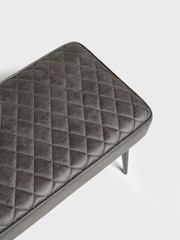 Monza Faux Leather Dark Grey Hamilton Quilted Dining Bench - Image 6 of 8