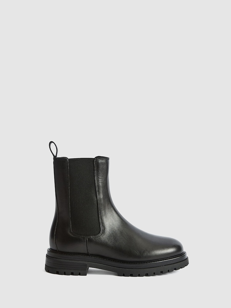 Reiss Black Thea Boots Leather Chelsea Boots - Image 2 of 7