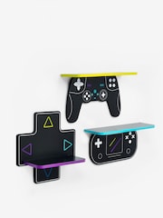3 Pack Black Gamer Kids Shelves - Image 1 of 2