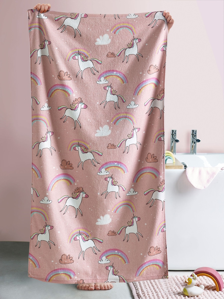 Pink Unicorn Childrens Towel 100% Cotton - Image 1 of 2