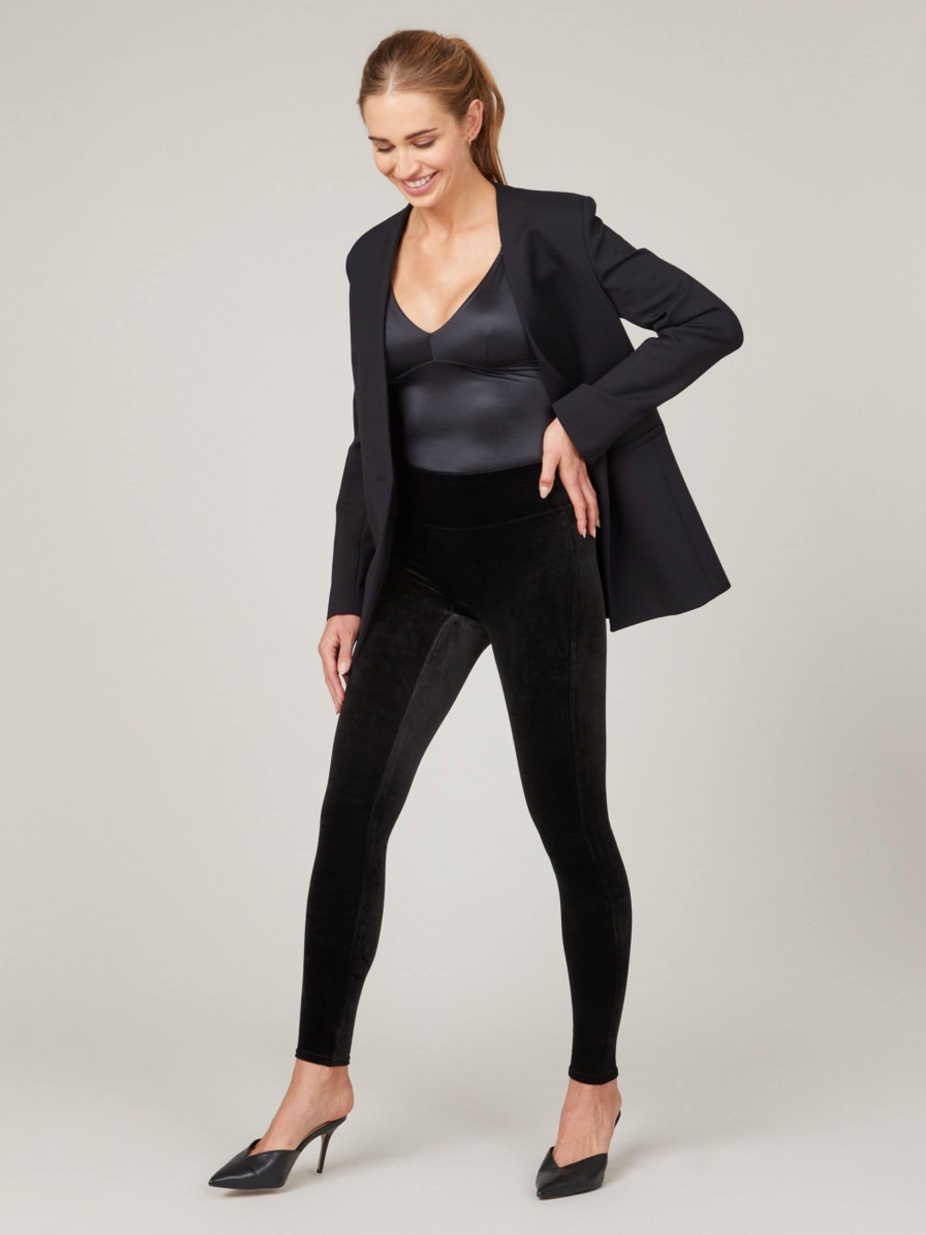 Buy SPANX Black Velvet Leggings from Next Armenia