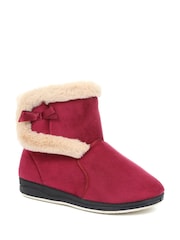 Pavers Burhundy Pavers Black Wide Fit Slipper Boots - Image 4 of 5