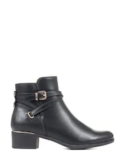 Pavers Black Buckle Ankle Boots - Image 1 of 5