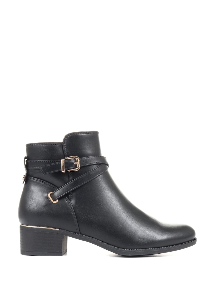 Pavers Black Buckle Ankle Boots - Image 1 of 5