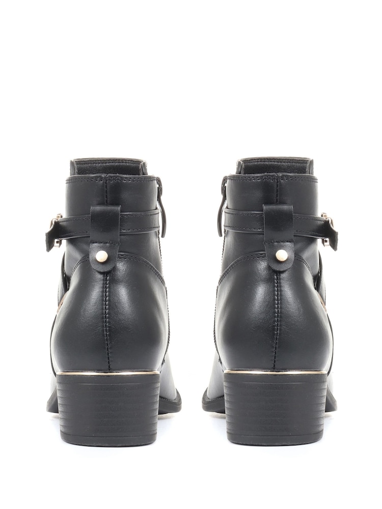 Pavers Black Buckle Ankle Boots - Image 3 of 5