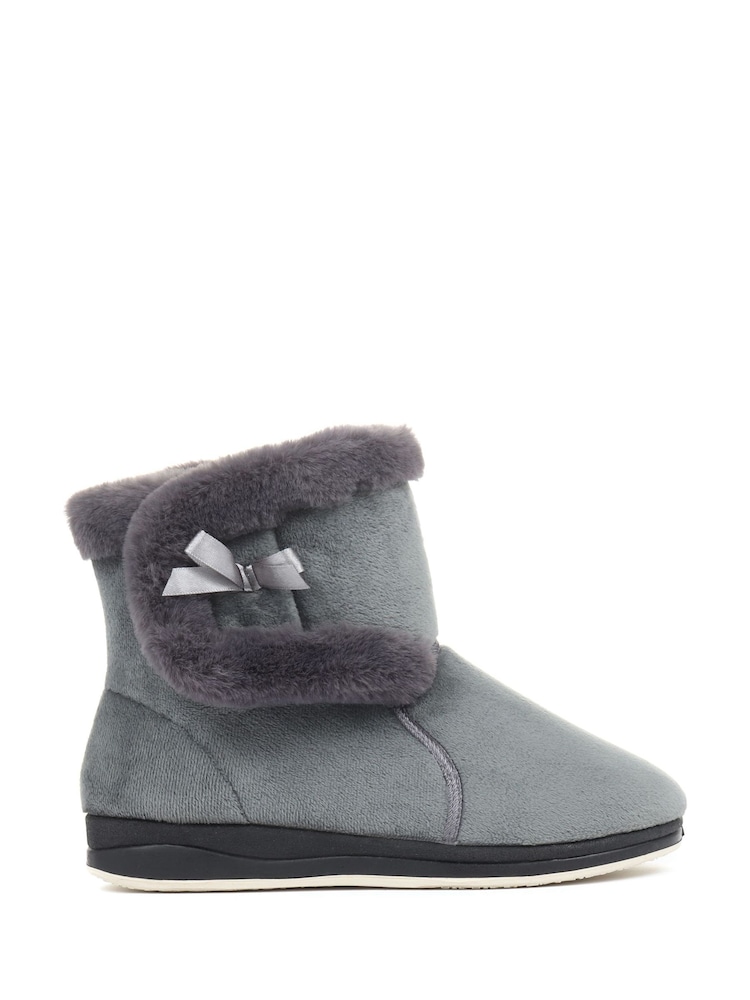 Pavers Grey Pavers Black Wide Fit Slipper Boots - Image 1 of 5
