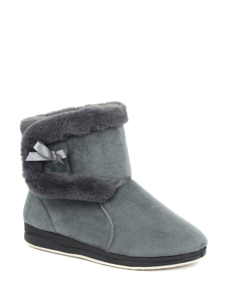 Pavers Grey Pavers Black Wide Fit Slipper Boots - Image 2 of 5