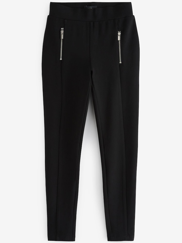 Noir - Legging en maille point de Rome à détail zippé - Image 1 of 5