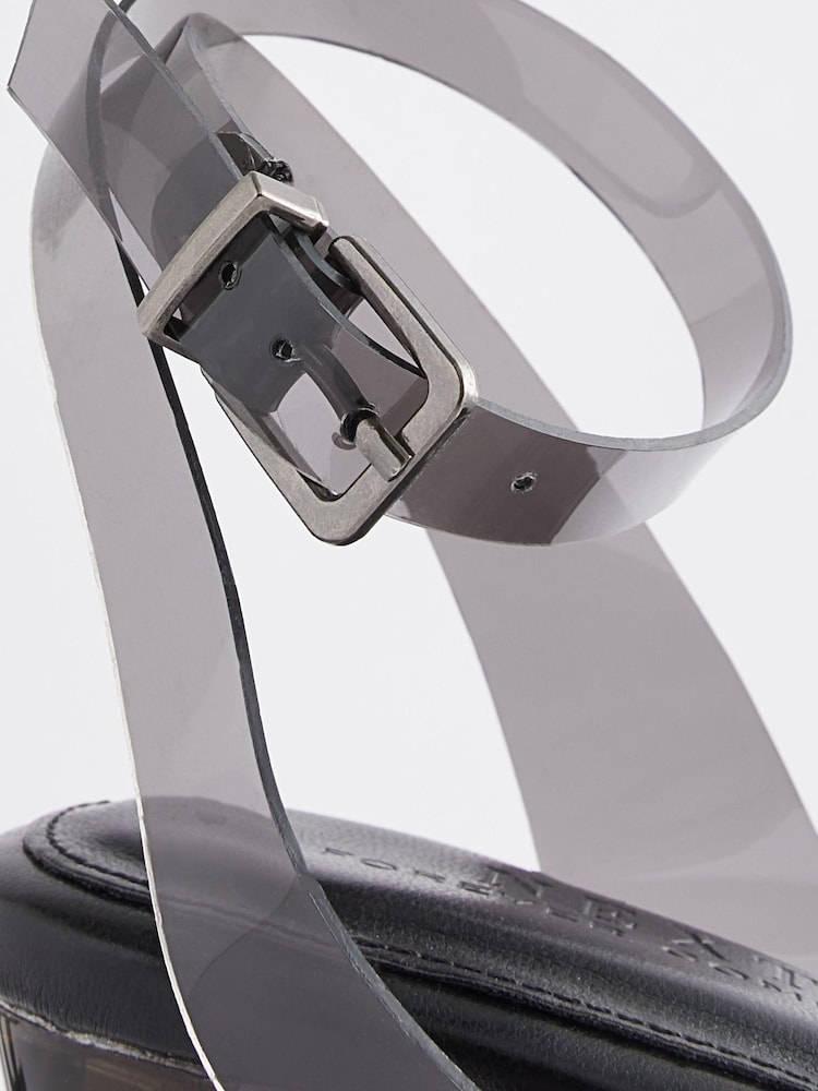 Black Forever Comfort® Vinyl Block Heel Sandals - Image 6 of 6