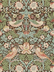 Morris & Co. Brown Strawberry Thief 10.05M Wallpaper - Image 1 of 1