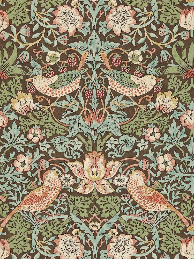 Morris & Co. Brown Strawberry Thief 10.05M Wallpaper - Image 1 of 1
