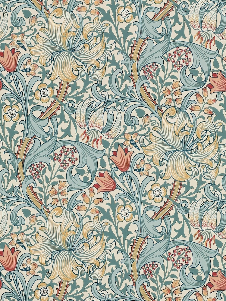 Morris & Co. Blue Golden Lily 10.05M Wallpaper - Image 1 of 1