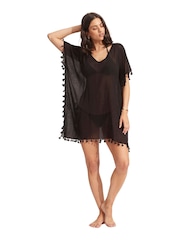 Seafolly Amnesia Tassel Trim 100% Cotton Kaftan - Image 1 of 4