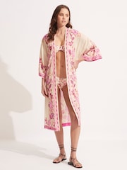 Seafolly Pink Parfait Silk Road Kimono - Image 1 of 4