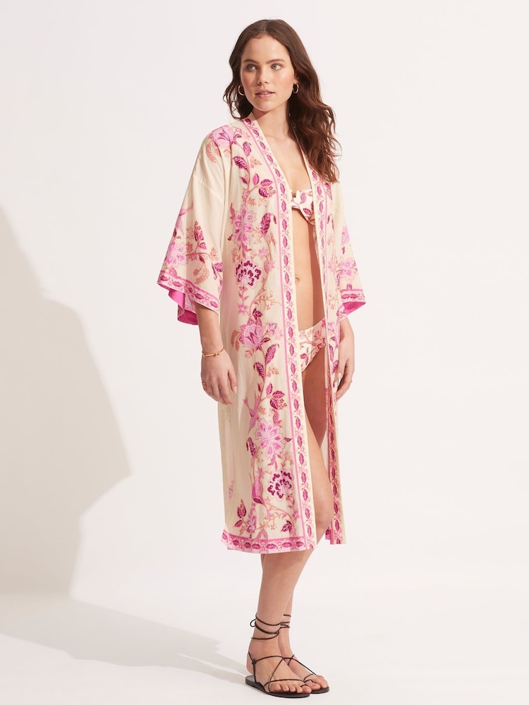 Seafolly Pink Parfait Silk Road Kimono - Image 3 of 4