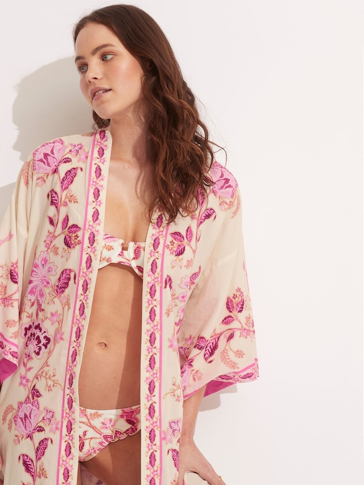 Seafolly Pink Parfait Silk Road Kimono - Image 4 of 4