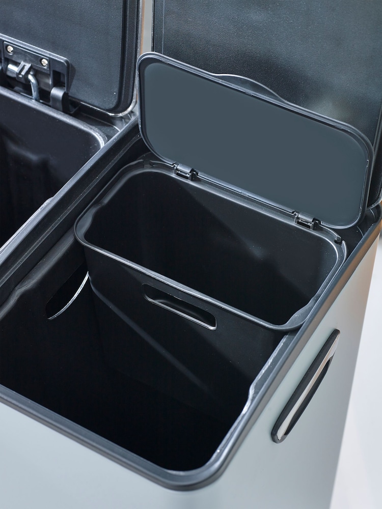 Buy Charcoal Grey 60L Compartment Recycling Soft Close Pedal Bin