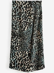 Animal Satin Jacquard Ruched Midi Skirt - Image 2 of 2