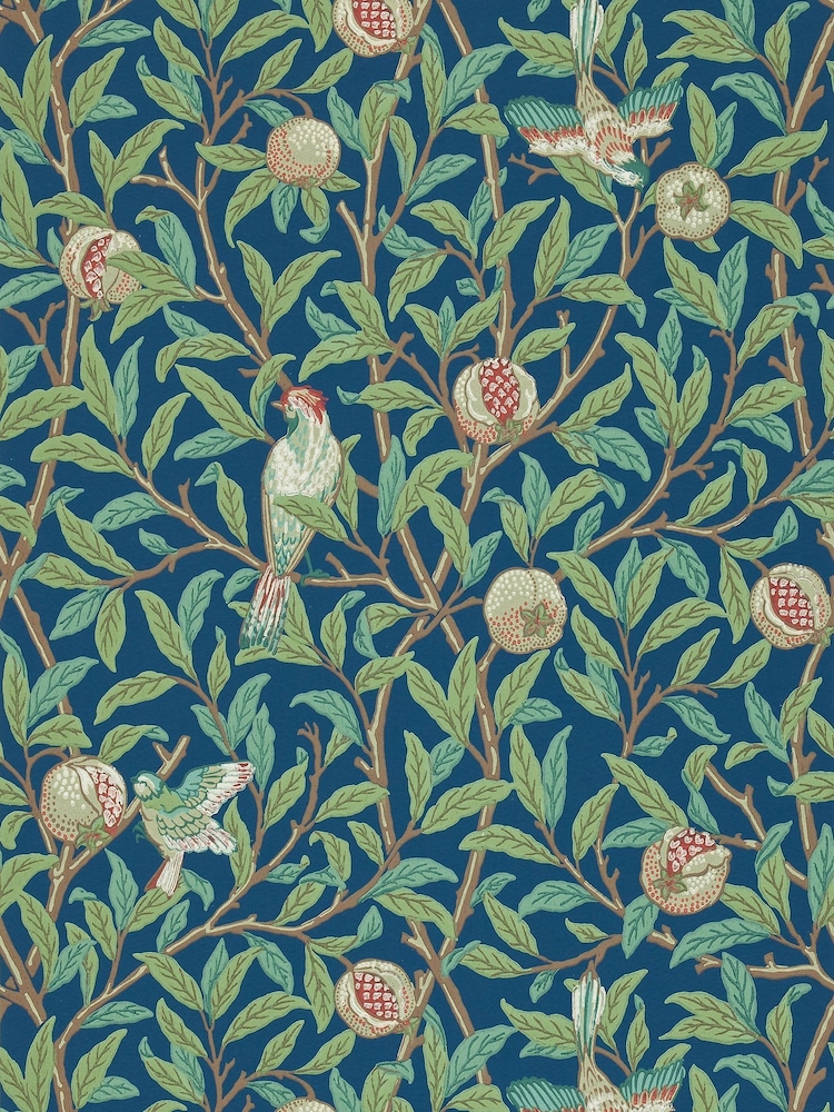 Morris & Co. Blue Bird Pomegranate 10.05M Wallpaper - Image 1 of 1