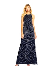 Adrianna Papell Beaded Halter Gown - Image 1 of 6