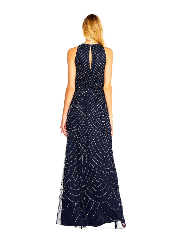 Adrianna Papell Beaded Halter Gown - Image 2 of 6