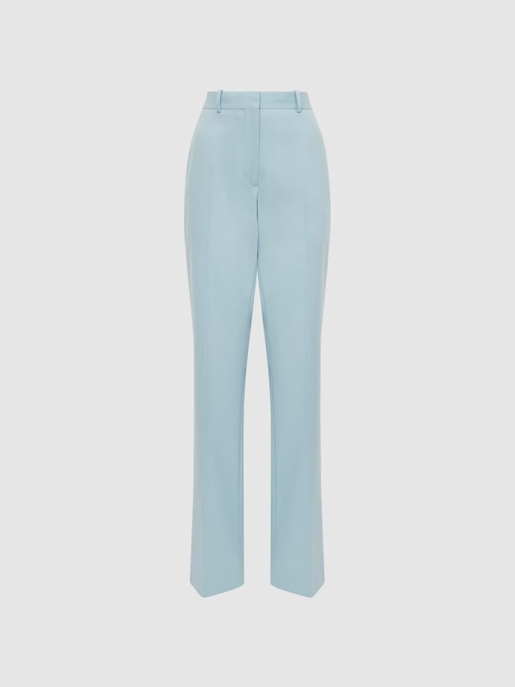 Reiss Blue Clara Wide Leg Wool Blend Trousers - Image 2 of 5