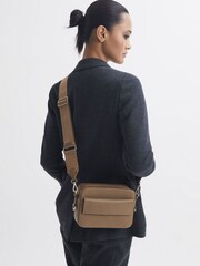 Reiss Taupe Cleo Leather Crossbody Camera Bag - Image 2 of 7