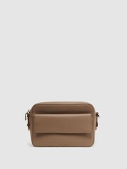 Reiss Taupe Cleo Leather Crossbody Camera Bag - Image 7 of 7