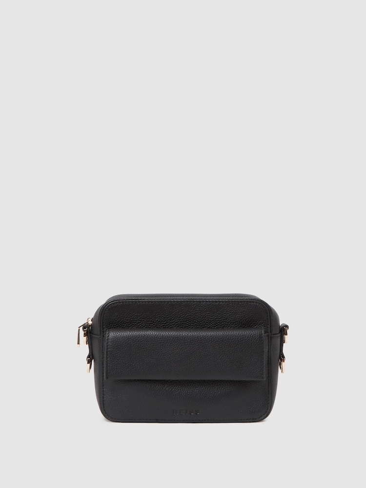 Reiss Black Cleo Leather Crossbody Camera Bag - Image 1 of 5
