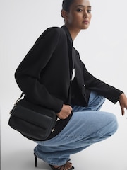 Reiss Black Cleo Leather Crossbody Camera Bag - Image 2 of 5