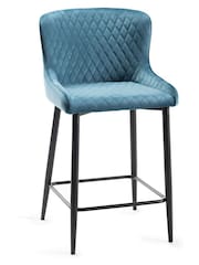 Bentley Designs Set of 2 Petrol Blue Cezanne Velvet Fabric Bar Stools - Image 2 of 3
