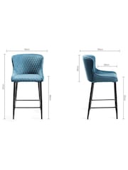 Bentley Designs Set of 2 Petrol Blue Cezanne Velvet Fabric Bar Stools - Image 3 of 3