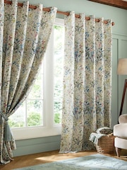Laura Ashley White Pointon Fields Blackout Eyelet Curtains - Image 1 of 3