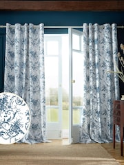 Laura Ashley Midnight Blue Tuileries Lined  Eyelet Curtains - Image 1 of 3