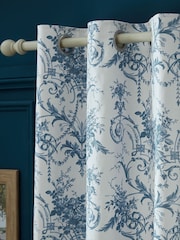 Laura Ashley Midnight Blue Tuileries Lined  Eyelet Curtains - Image 2 of 3
