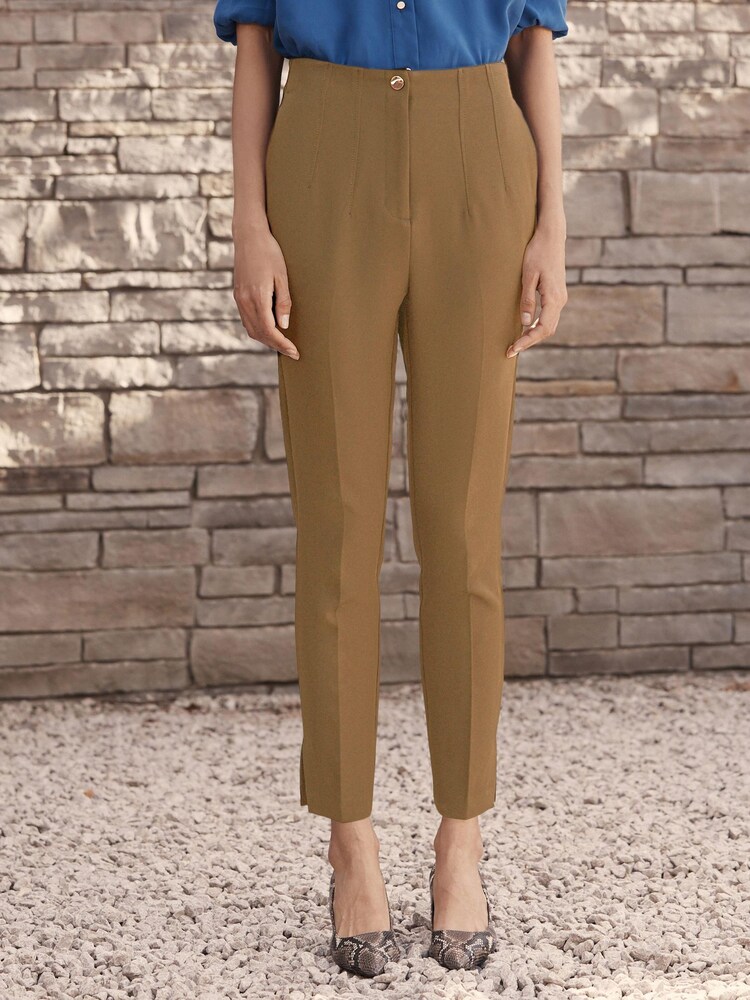 Camel Brown Tailored High Waisted Skinny Trousers - Image 2 of 5